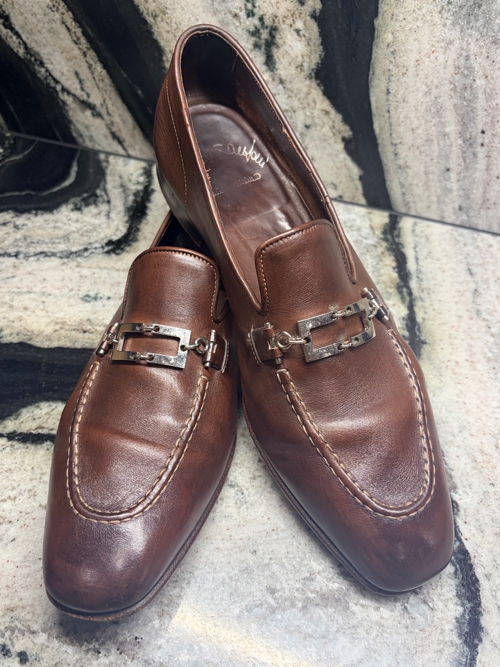 Santoni Fatte a Mano Brown Horsebit Loafers Handmade Italy Men’s US 10 / EU 43